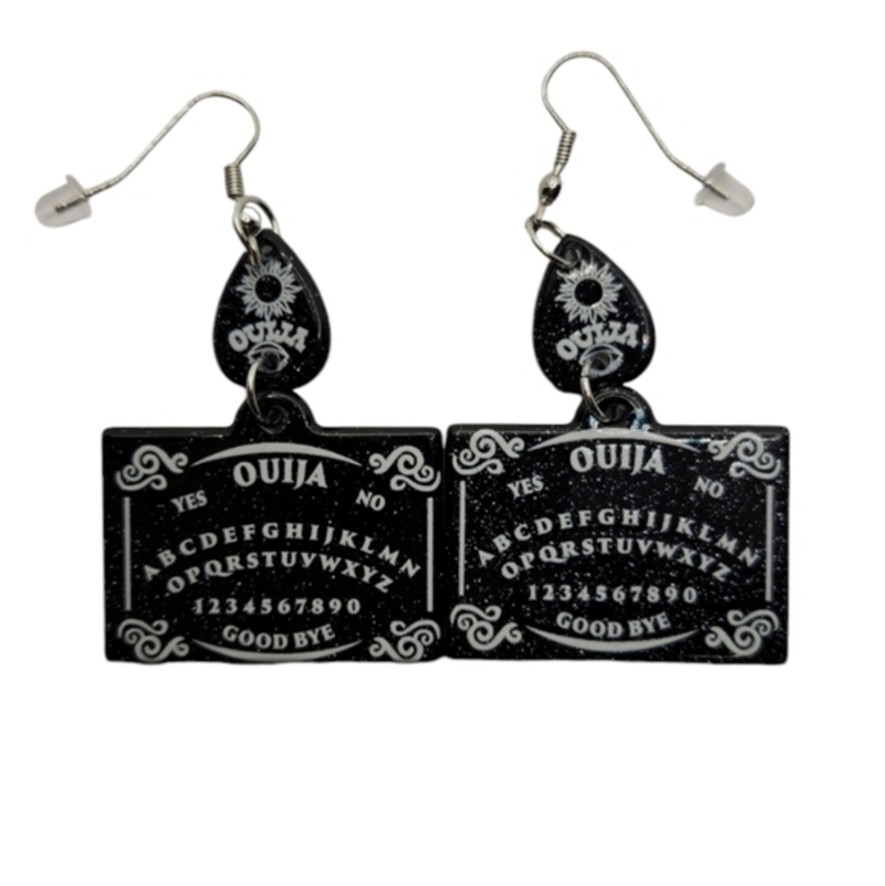 Ouija Board Earrings Black‎ and White